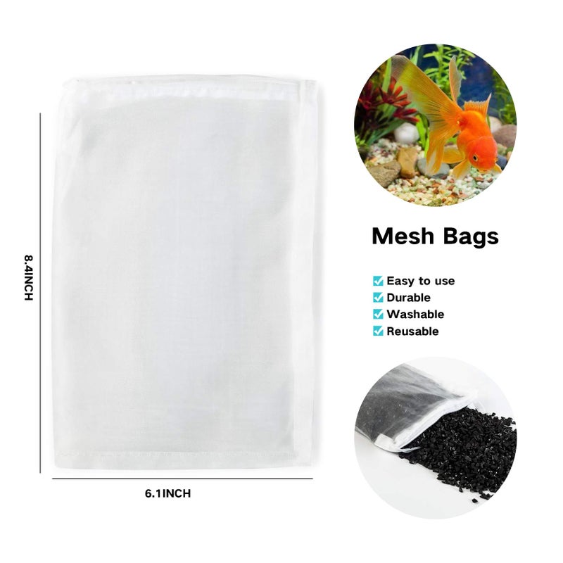 FUNLAVIE Aquarium Filter Media Bag - 10 Pcs Durable Nylon Fine Mesh with Zipper for Koi Pond, Canister, Fish Tank Filter, Pellet Carbon, Bio Balls, Ceramic Rings (6 x 8 Inch) - Image 3
